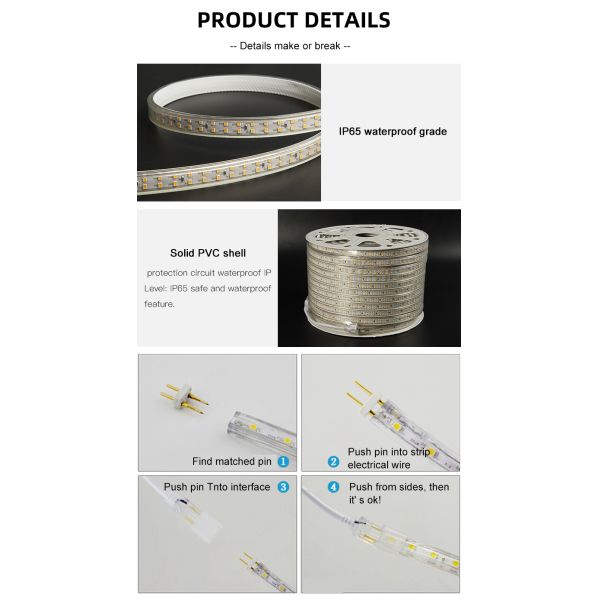 DC220V Smd 2835 LED Strip 12.5W/M Cambio de color de la banda LED para exteriores