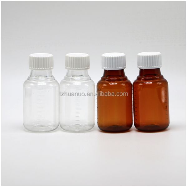 100ML PET Amber/Blue Maple Cough Syrup Oral Liquid Bottle with CRC Cap and Heat Seal