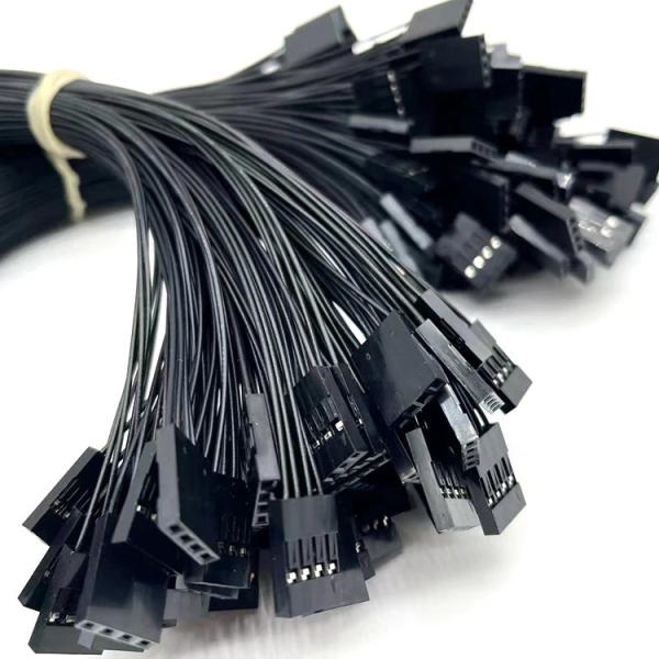 2.54mm Pitch 4 Pin Dupont Assemblage de câble UL1007 24awg Noir Longueur personnalisée