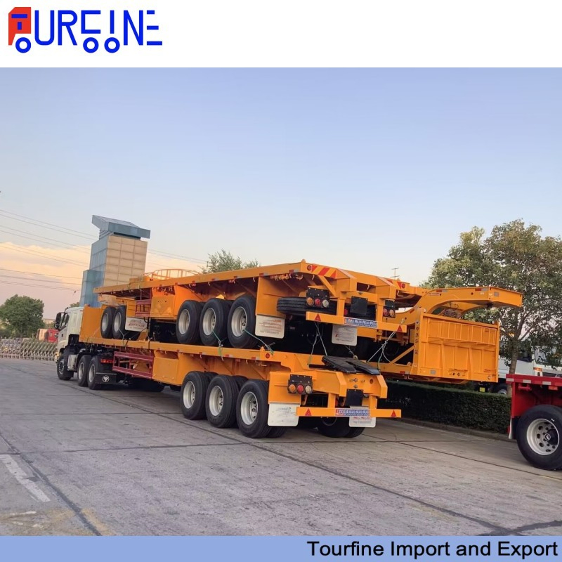 Super Link Flatbed Semi Trailer 3 Axle for 20FT and 40FT Container Transportation