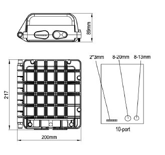 Укомплектуйте личным составом коробку Splitter оптического волокна отверстия горизонтальную подземную, случай Splitter 1x4