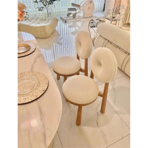 Oak Wooden Cashmere Dining Chairs Lamb Velvet For Modern Office