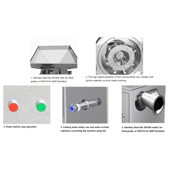 Water Cooling Food Crushing Machine Pulverizer For Pepper Pharmaceutical Chemcical