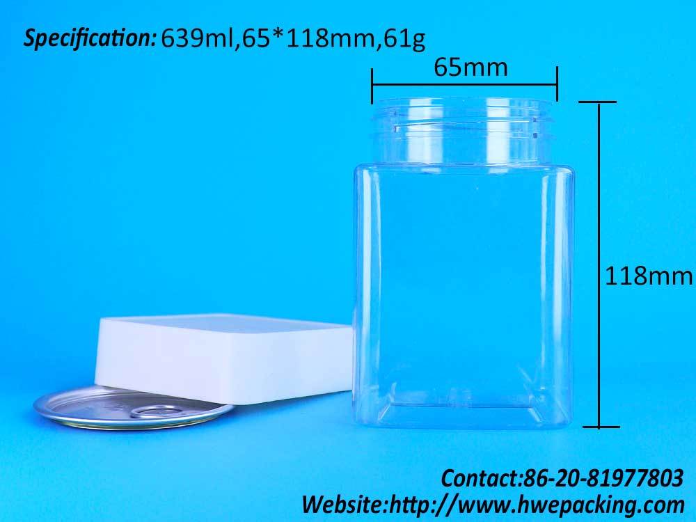 Eco Friendly Clear Custom PET Jar For Freeze Dried Strawberries Mango Cubes Fruit Crisps