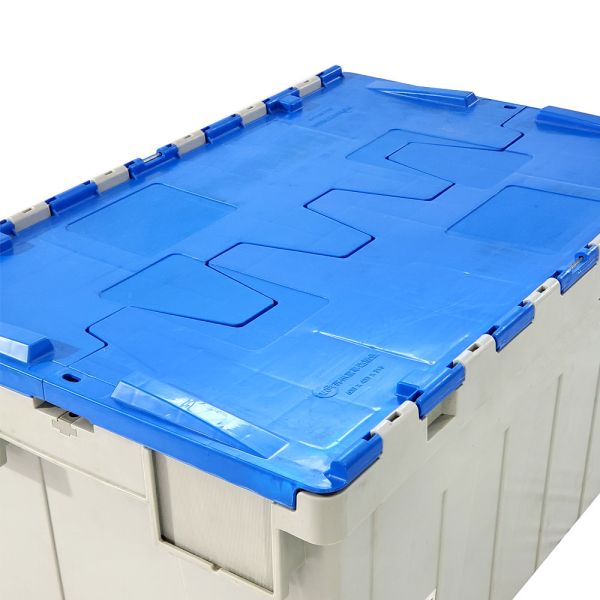 Solid Box Style FIRST 600*400*315mm Moving Storage Nestable and Stackable Plastic Crate with Lid