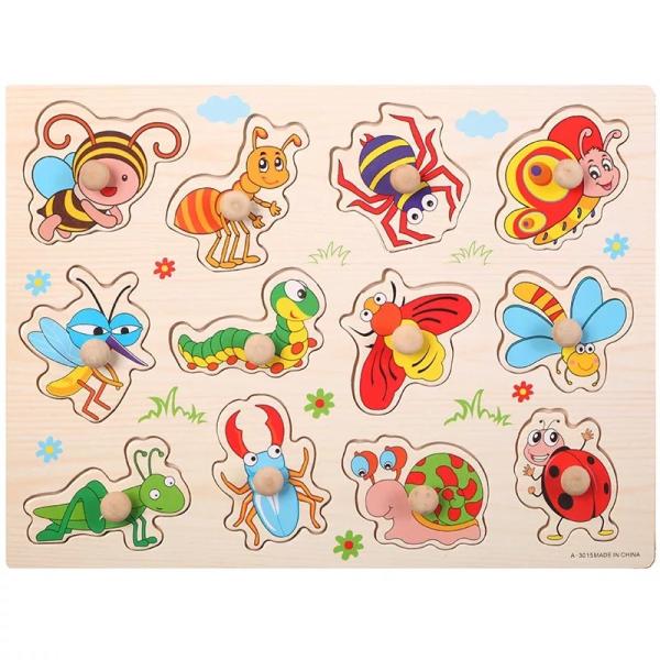 Hand Grasp 3D Montessori Wooden Jigsaw Puzzle For Infant Education