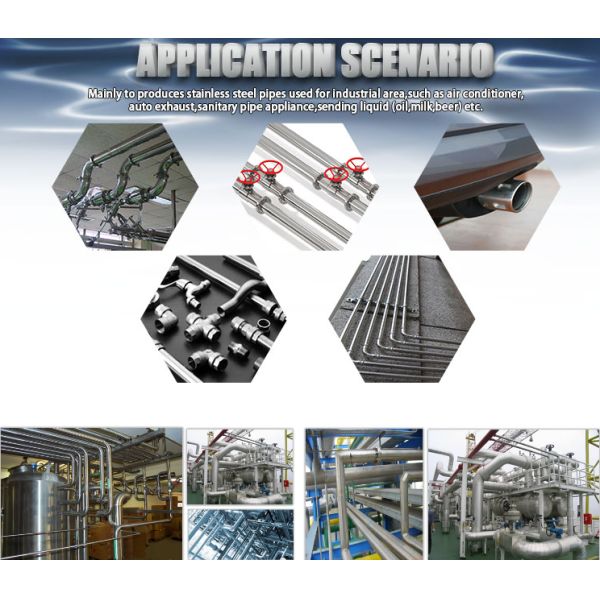 Round Od30-76mm Stainless Steel Tube Mill Plc Speed 10m/Min
