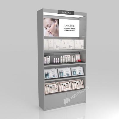 GDR10-TY05 Affichage de magasin de détail avec bandes lumineuses LED et bande de bord gris pour les magasins de détail de cosmétiques