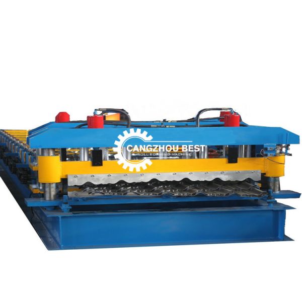 Chain Drive Roof Tile Roll Forming Machine With Hydraulic Pressing Cutting Devices