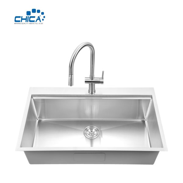 single bowl SUS304 stainless steel sink commercial topmount handmade house kitchen sink