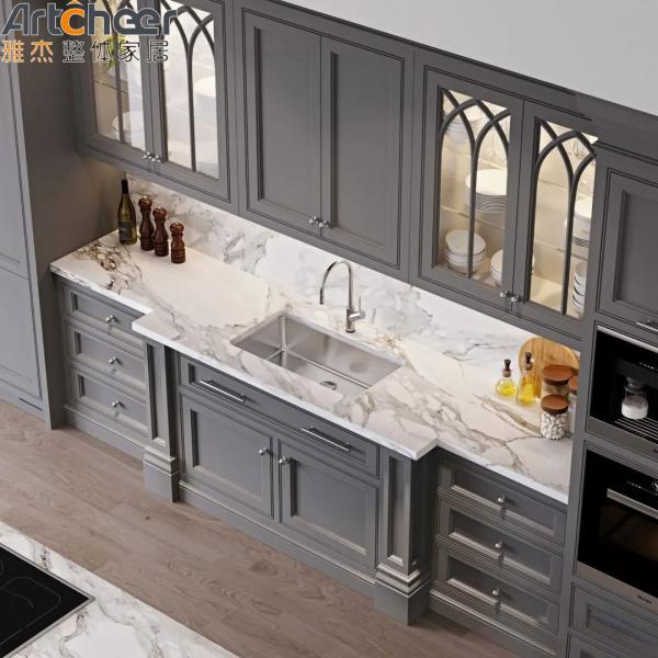 Contemporary Design Kitchen Cabinet With E1 Material Grade  Eco Friendly Shelves