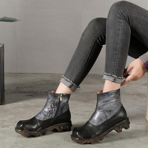 S220 Thick velvet ethnic retro short boots handmade leather original warm women's shoes leather boots wholesale