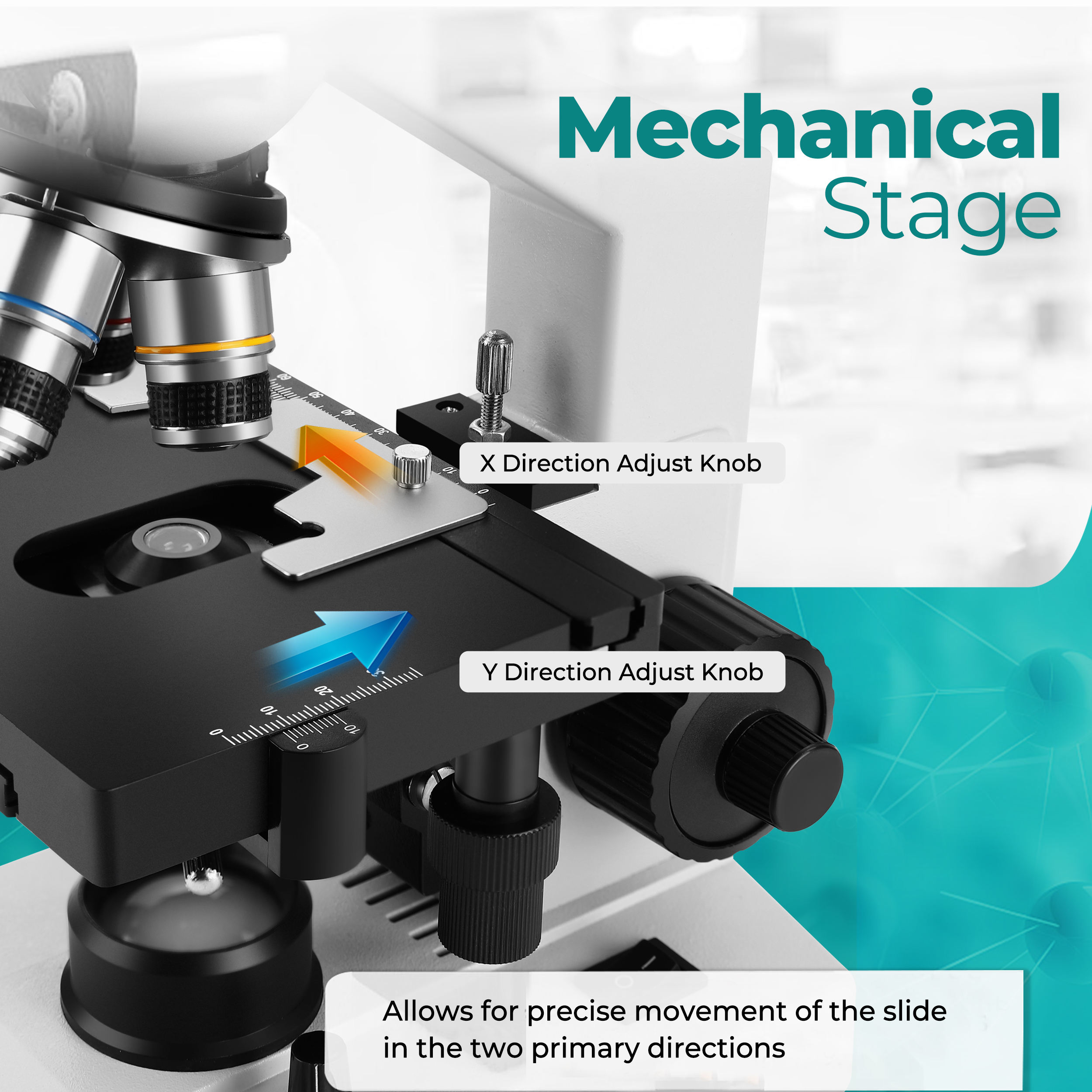 Monocular Biological Microscope with 100X Oil Lens for School Student Lab Use Achromatic Objectives