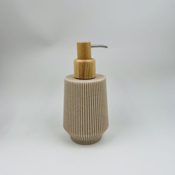 Conjunto de accesorios de baño de piedra y arena con forma redonda y banda vertical con costillas