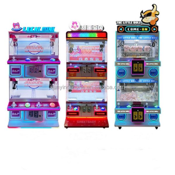 4 Players Crane Arcade Game Gift Mini Claw Machine Coin Operated for 3-4 Inches Plush Toys