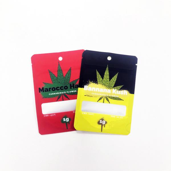 Custom Canabis Packaging Bag For 1g CBD Flower With Laminated Materials