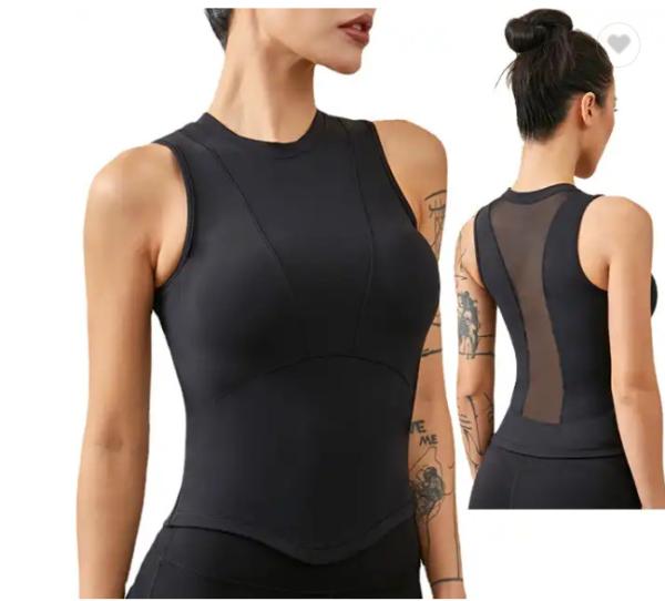 As camisetas de alças da ioga das mulheres atléticas do Sportswear da aptidão colhem tornam ôco para fora Mesh Shirts Vest Summer