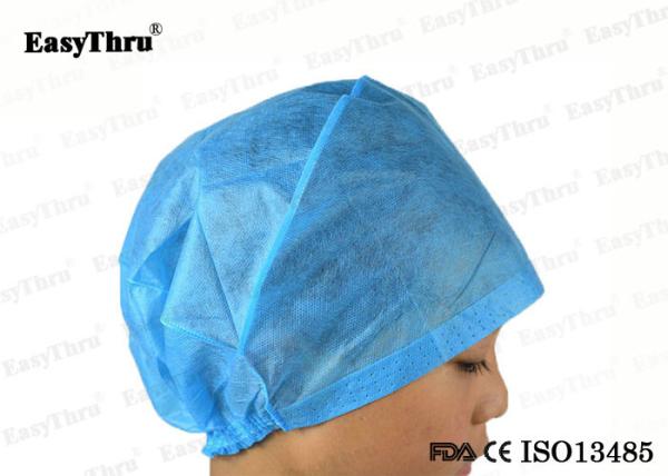 ISO Blue Protective Isolation Gown , Sterile Disposable Surgical Cap