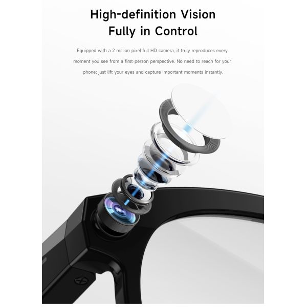 Ai Smart Glasses M88 Intelligent Object Recognition Translator Music Play Bt Calling High pixel Camera IP54 Waterproof App