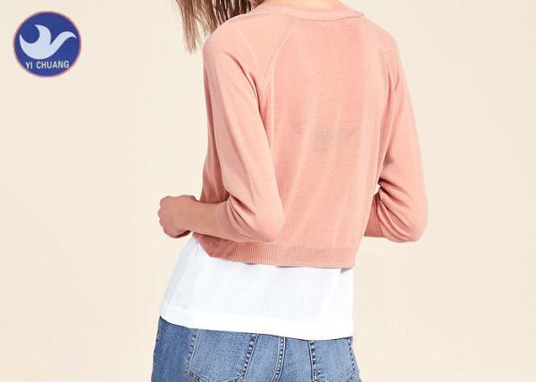 Thin Womens Knit Cardigan Sweaters Three Quarter Sleeves Short Air Conditioner Sunscreen
