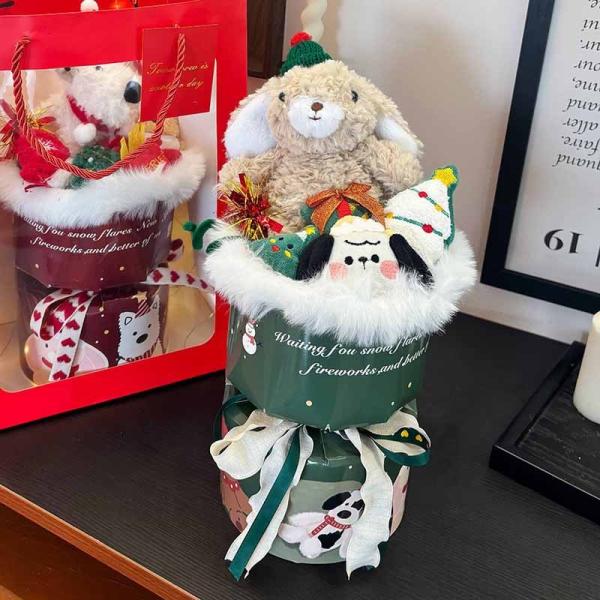 22x37cm Plush Doll Bouquet Unique Gift for Boyfriend or Girlfriend West Highland White Terrier