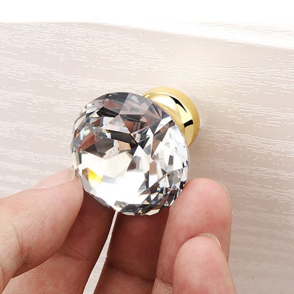 Hardware Accessories Zinc Alloy Wardrobe Knob Pull Kitchen Cabinet Drawer Sphere Ball 20mm Crystal Furniture Handle
