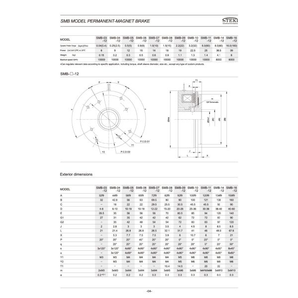 STEKI 2024 Industrial DC 24V SMB Type Permanent Magnet Brake 0.15KG for Printing Shops