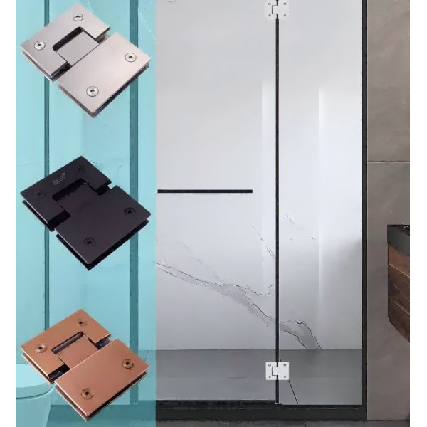 90*58mm Garniture de charnière de douche en verre étanche à l'eau Garniture de porte de douche