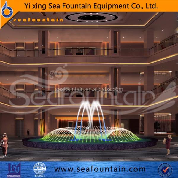 Jardin intérieur utilisant une fontaine dansante éclairée par LED avec rideau d'eau