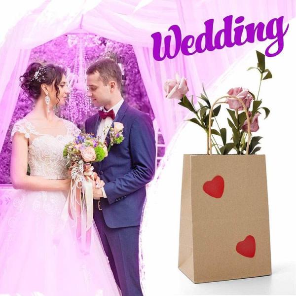Custom Logo Khaki Kraft Wedding Gift Bag 8lb Load