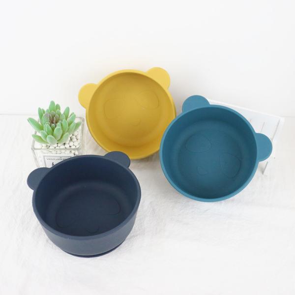 Cute Cartoon Desing Bear Panda Shape Baby Silicone Feeding Bowl Tasteless With Customize Logo