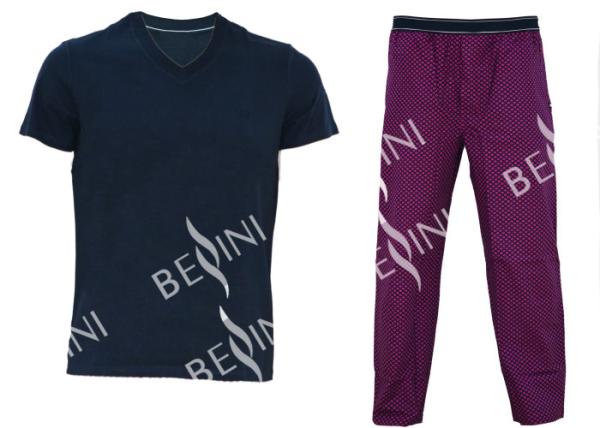 Comfortable Mens Luxury Sleepwear Jersey Shirt Short Sleeve And Woven Printed Long Pants Australian Design