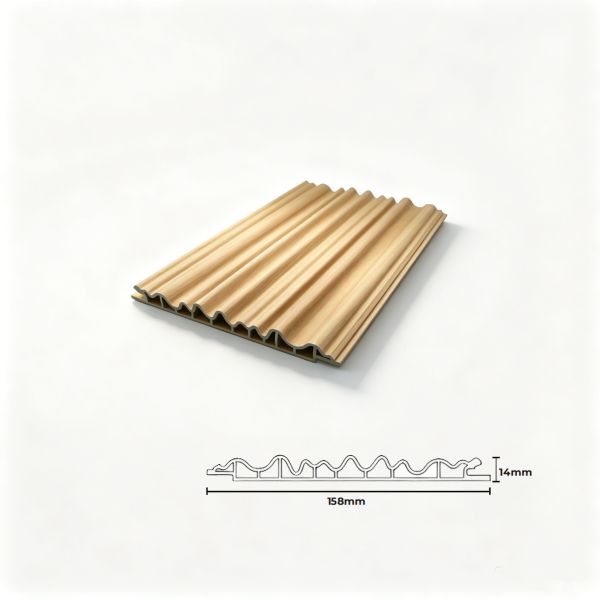 Waterproof Corrugated 3D Slat PVC Fluted Wall Panels 158x14mm Interior Decor Cladding for TV Background Walls