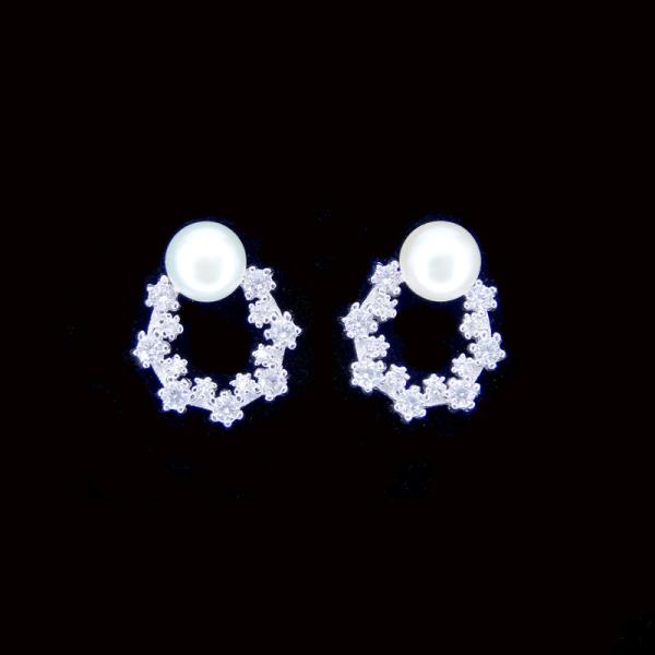 925 Sterling Silver Pearl Apple Shaped Earrings With Logo SGS ISO9001 3C
