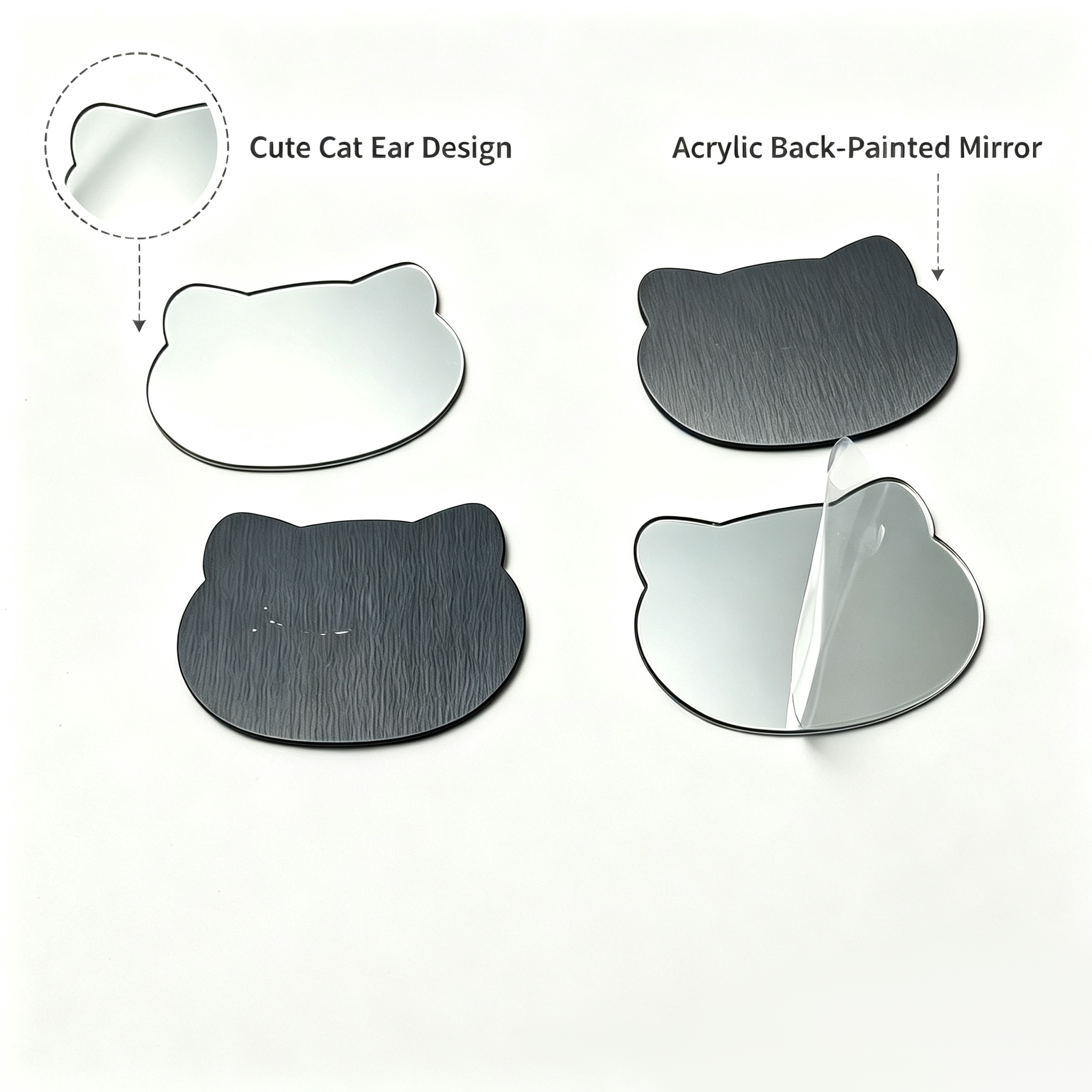 Wholesale Irregular Cat Head Acrylic Back Painted Mirror Panel Safe Mirror for Kids Educational Handmade Activity
