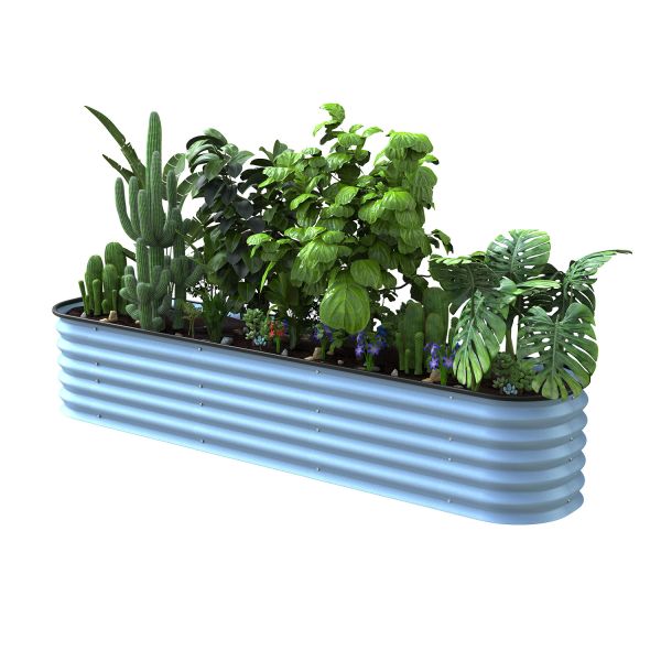 Open Base Galvanized Raised Garden Bed Kit 6.5*2*1.5Ft Erosion Resistant