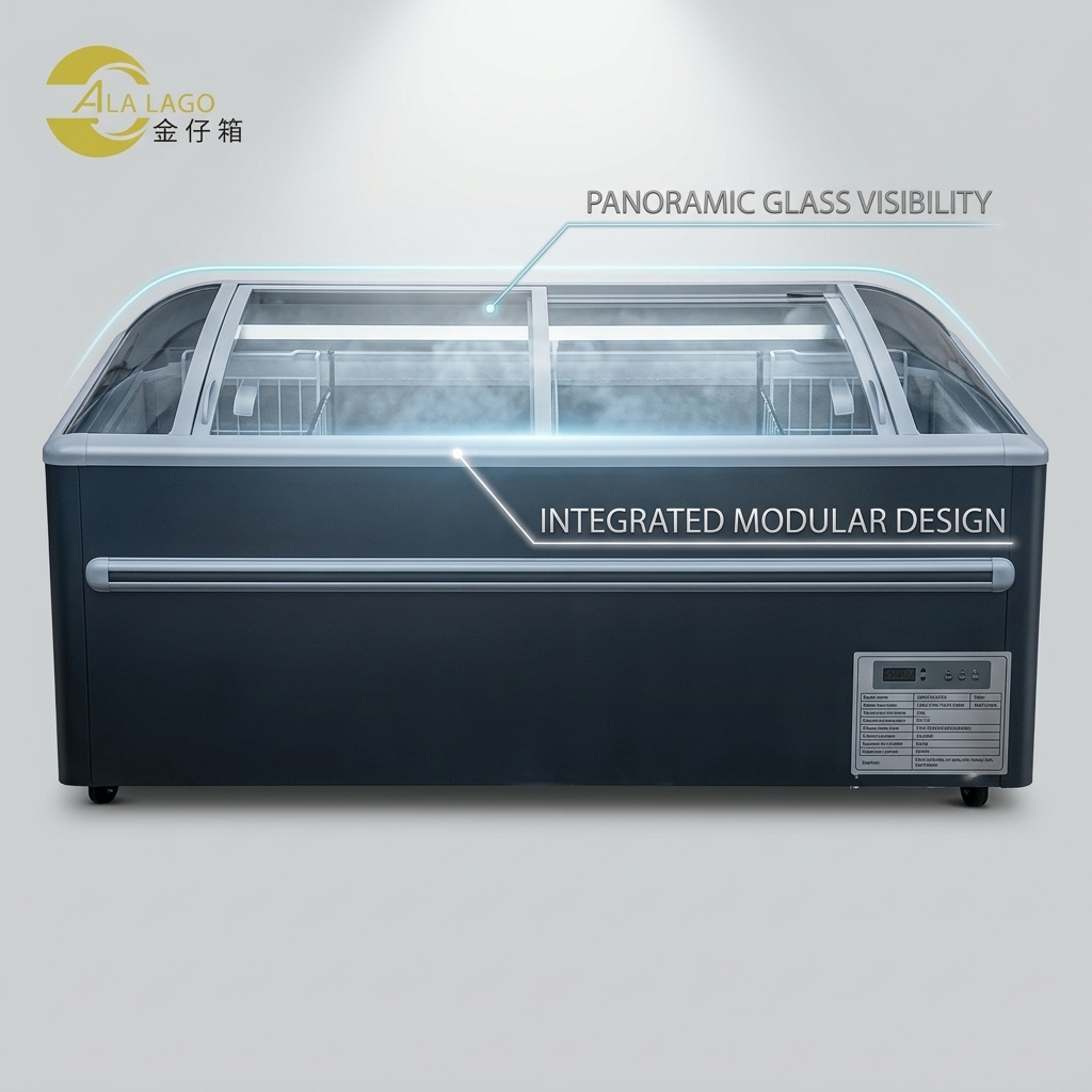 China Factory Supermarket Island Display Combined Fridge Freezer Refrigerator