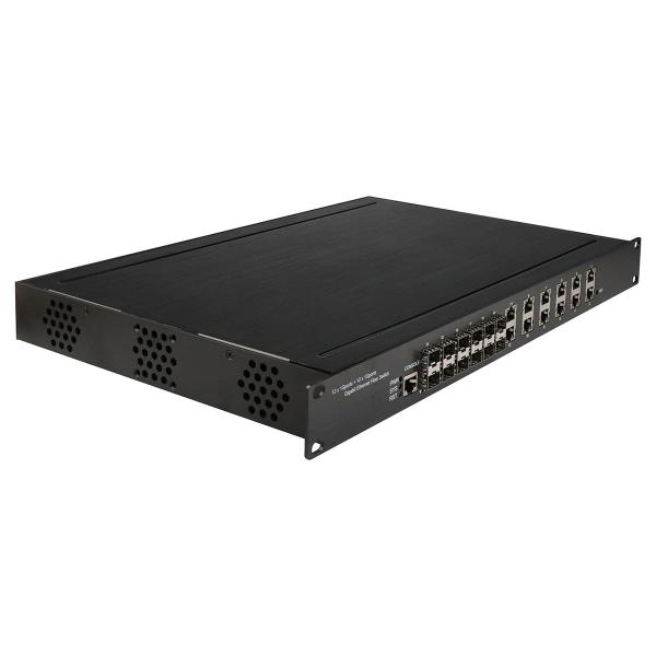 12SFP a fibra 12UTP move a cremalheira controlada industrial do interruptor 1U dos ethernet