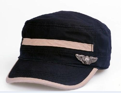 wholesaler  suppliers cotton&acrylic  black&blueMilitary Caps Adjustable Army Caps OEM Service Caps Customized hat  57CM
