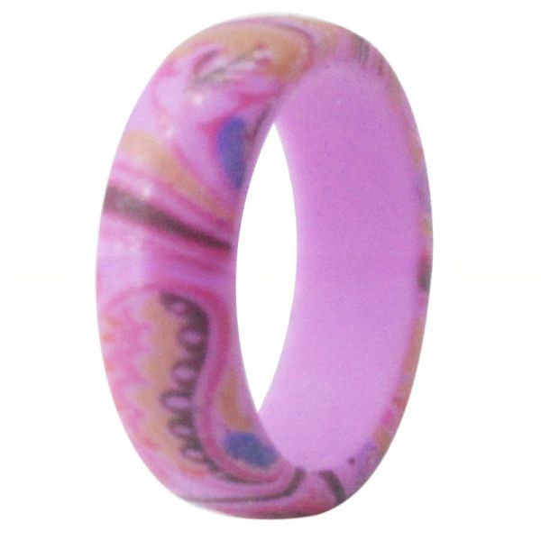 Women Paisley Engagement Silicone Rings Breathable 5.7mm Third Party Appraisal