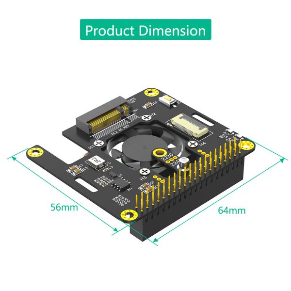 Новая версия 3 в 1 Combo M.2 NVMe to PCIe Adapter с охлаждающим вентилятором и светодиодом автоматического обесцвечивания для Raspberry Pi 5