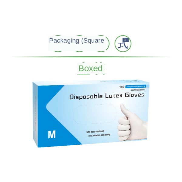 Light Yellow Rubber Latex Gloves Disposable Powder Free Smooth Inner Lining