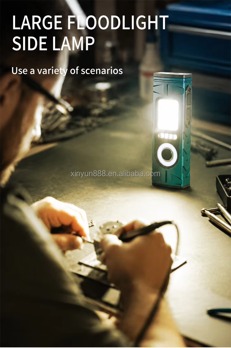 New EDC Flashlight Strong Light COB Charging Working Lamp Green Laser RGB Atmosphere Lamp Outdoor Magnetic Cap Clip Lamp