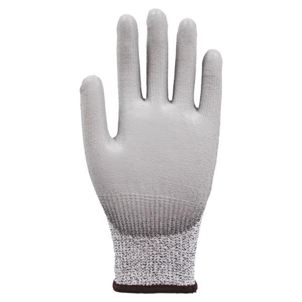 Anti Slip / Cut Resistant 13 Gauge Grey PU Coated Palm Work Gloves For Protection And Customized Design