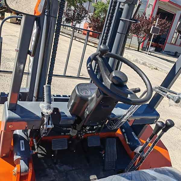 Orange 4 Ton Diesel Forklift Duplex Mast 4m Double Front Tires Counterbalance