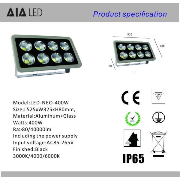 New aluminum spot light IP66 high power led flood lamp COB 400W LED Flood lighting