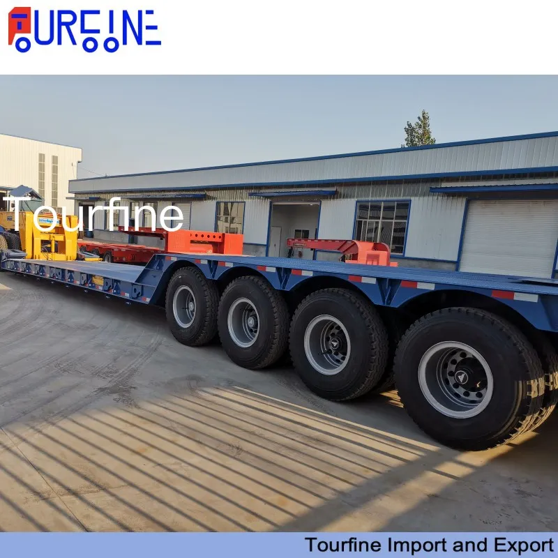 100 Ton Detachable Gooseneck Lowboy Trailer 4 Axle for Oversized Equipment Transport