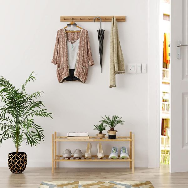 Multifunctional 2-Tier Bamboo Stackable Shoe Rack Organizer for Functional Design