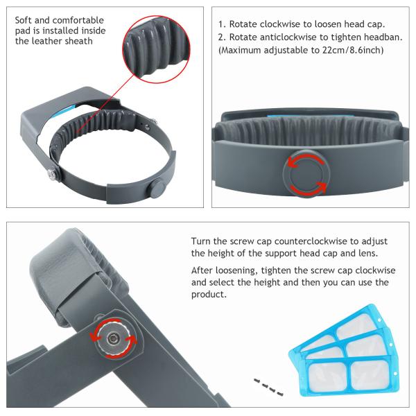 Jóias de vidro binocular acessórios ferramentas lupas cabeça de leitura de lente dupla