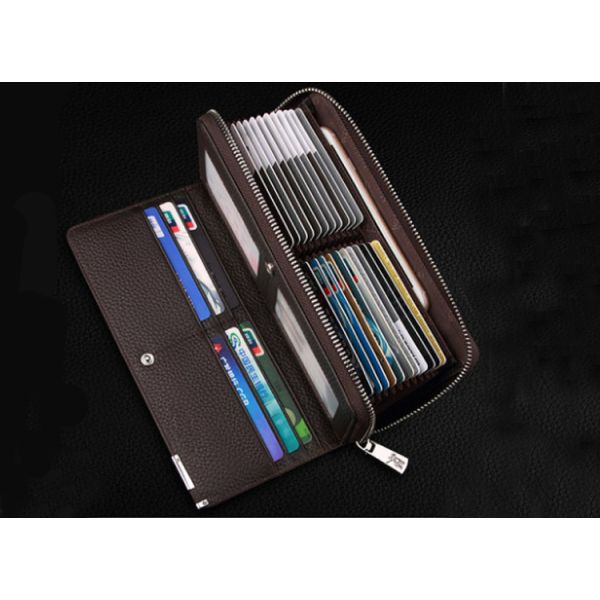 Anti-theft brush multi-position card bag male bank card set credit card holder large capacity long wallet for men